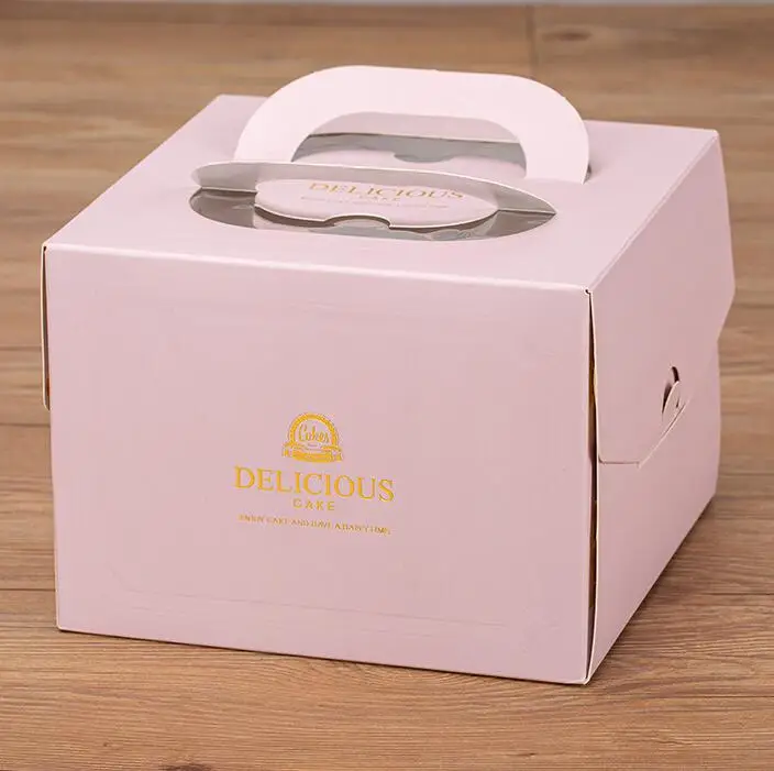Buy cheap paper box with handle gift box packaging custom logo folding cake box with cake board inside