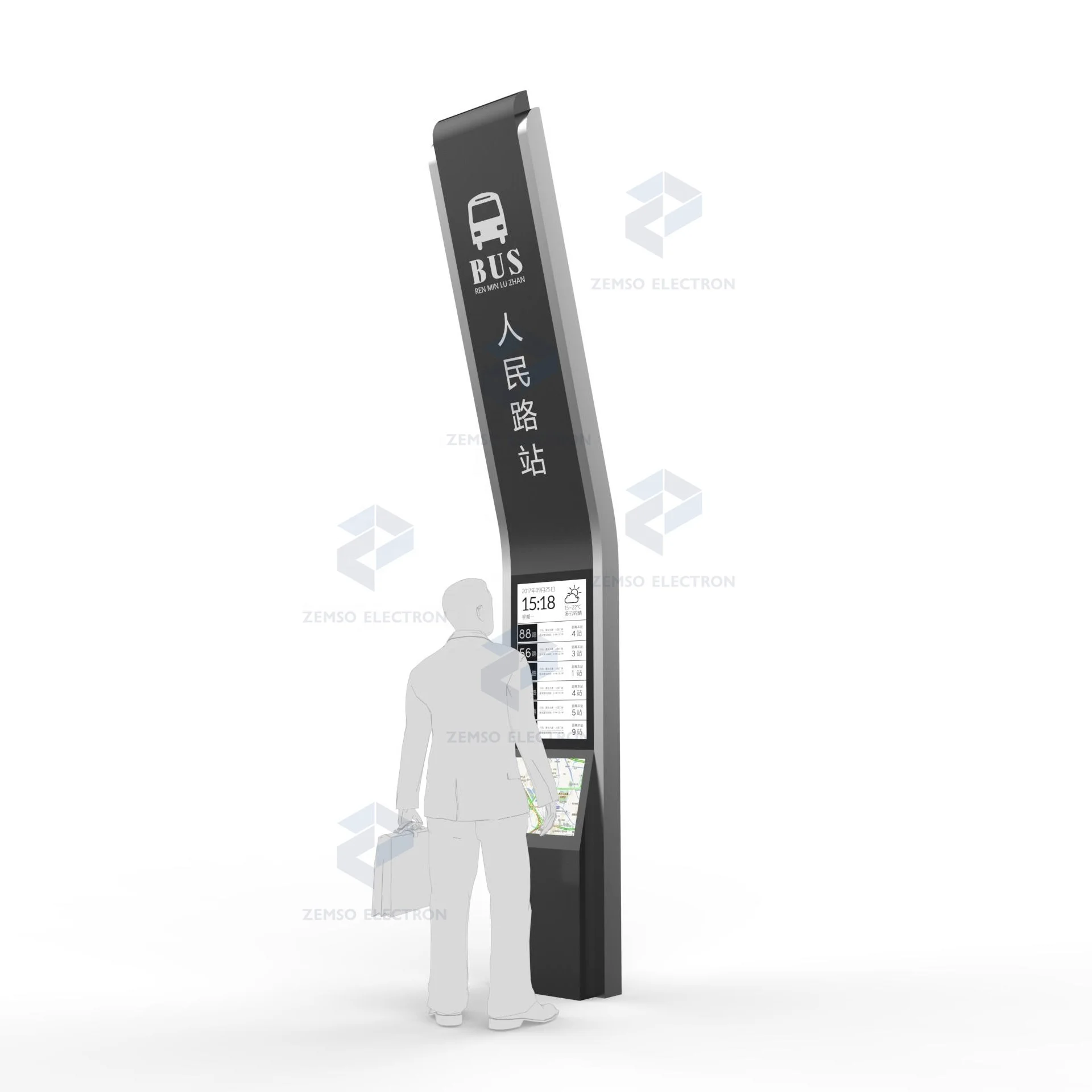 Smart paper book e-reader e-ink color display, outdoor bus stop station electronic book readers