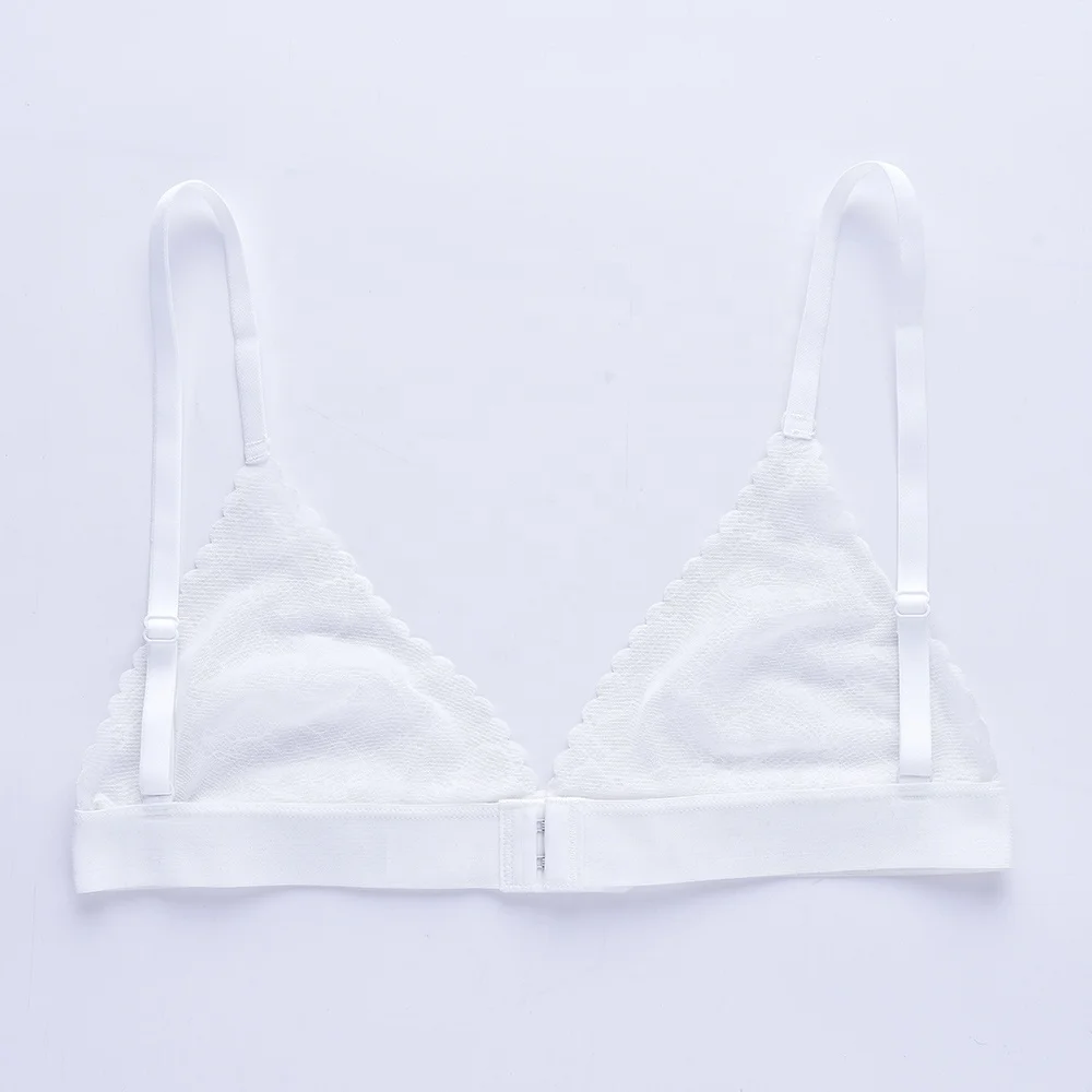 Super Light laser Cut Scallop Women Bralette Floral Corad Mesh Fusion Lace Bra