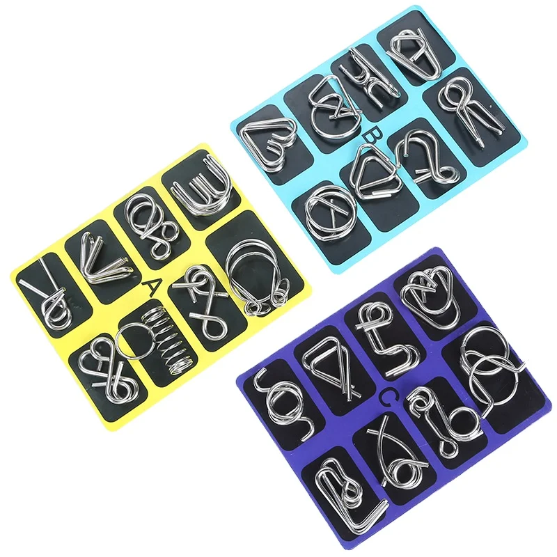 T1997 Puzzle Toy Nine Chain Intelligence Buckle 8 pieces/set 24 pieces/set complete set for students Luban Lock Metal toy