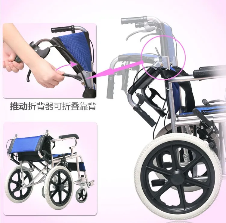 High quality Lightweight manual wheelchair portable folding hand push adult disabled elderly home user outside wheelchair