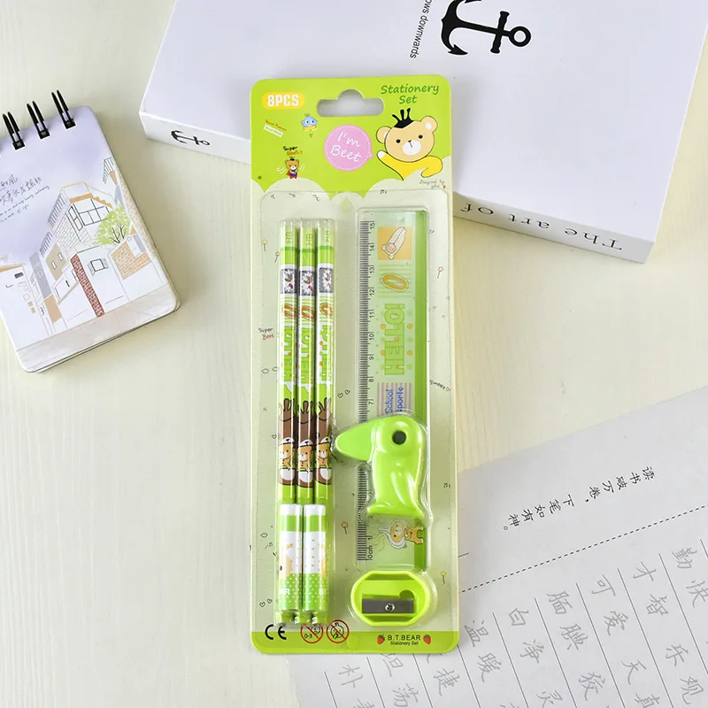 Promotional school gifts customized kids stationery set with pencil