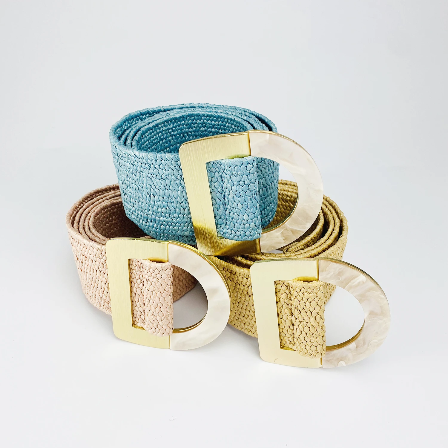 Прямая продажа с фабрики, модный плетеный полипропиленовый ремень с металлической D-образной пряжкой для женщин от Yiwu