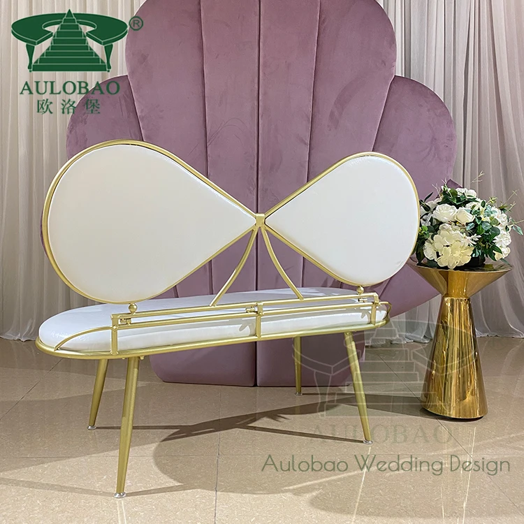 Banquet hall iron metal frame wholesale price wedding sofa for bride and groom