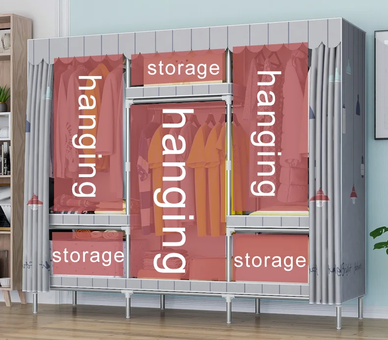 
Can Be Customized Easy To Disassemble Metal Frame Luxury Wardrobe Specifications 