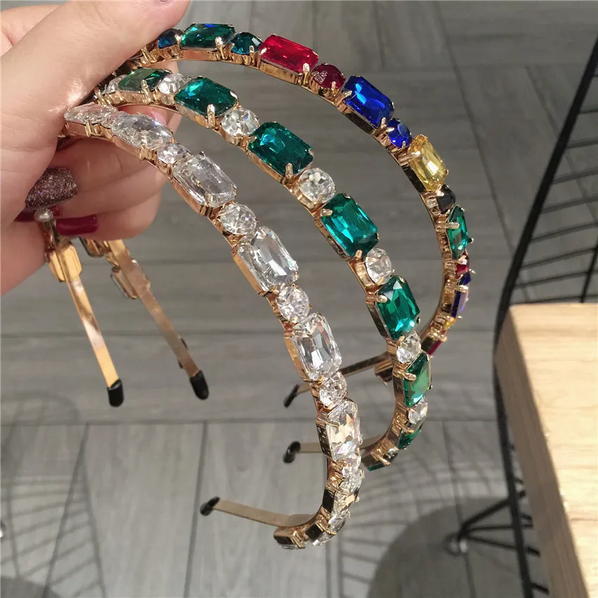 GEERDENG Fashion Women Crystal Jeweled Luxury Headband Girls Colored Rhinestone Beaded Alloy Headbands For Australia