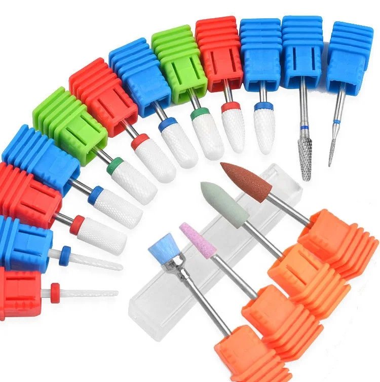 16 Type Ceramic Tungsten Nail Drill Bits For Electric Nails Drill Grinding Machine Manicure Nail Polishing Cleaning