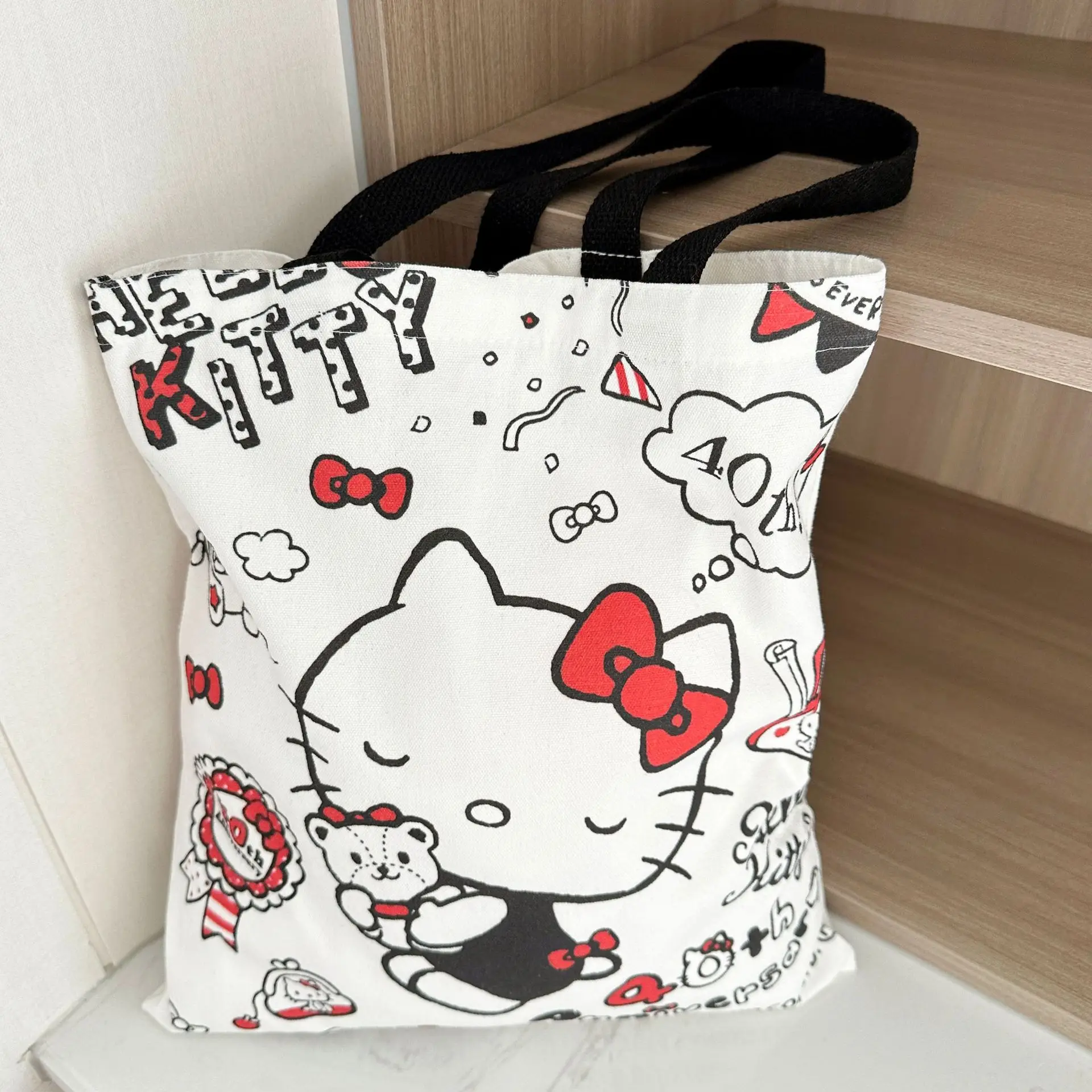 wholesale kawaii women handbags girls portable cute shoulder bag fashion kids kitty big capacity canvas bags