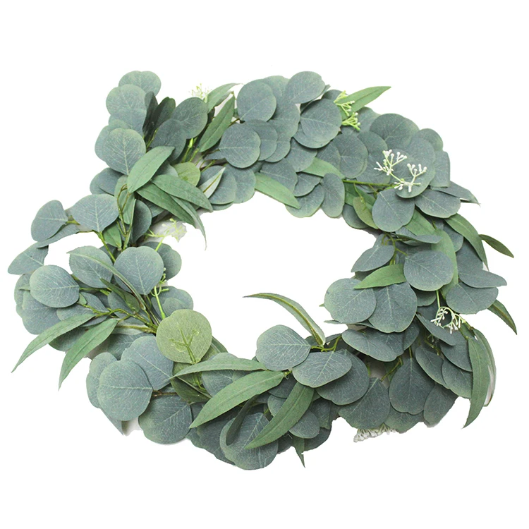 supplies wholesale spring wreath with seeds floral front door hello gift package artificial silver dollar eucalyptus wreath