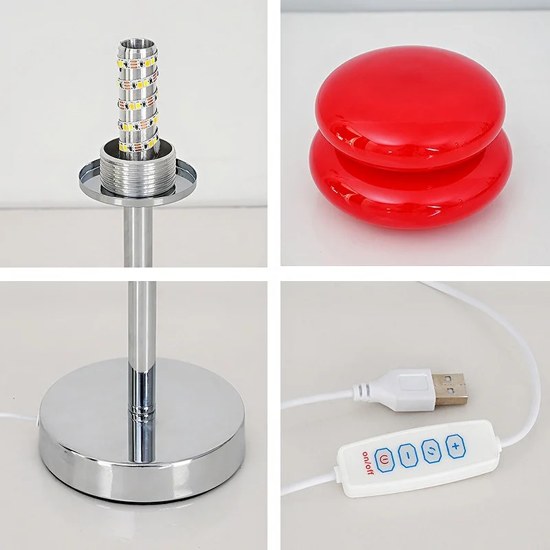 Creative Hamburger Lamp Bedroom Bedside Atmosphere Light Home Decoration Eggs Tart Table Lamp LED Glass Novelty AC Modern CN;GUA