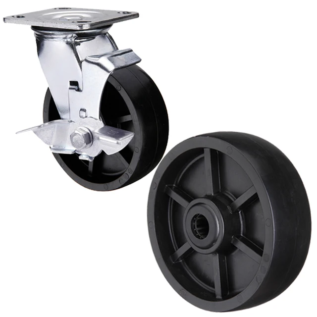 200mm Plastic 8 inch PP wheel caster American type steel roller bearing heavy duty side mount caster wheel
