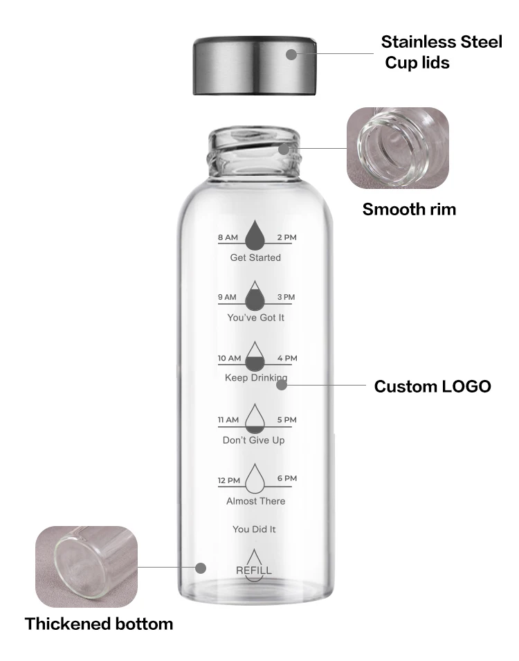 Factory wholesale glass water bottles sports drinking bottles automotive Water cup drinkware tumbler  glass bottle