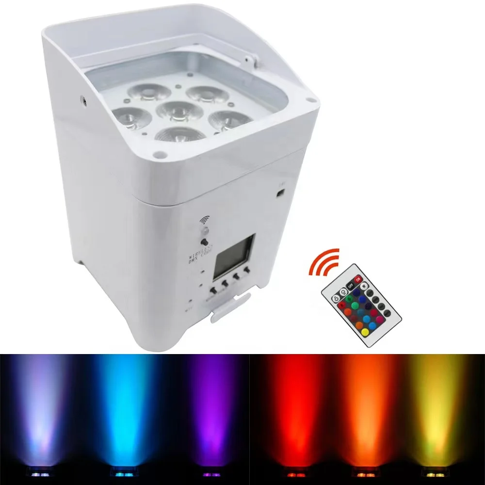 Battery Powered Wireless Dmx Led Event Lights Smart Dj 6*18w Rgbwa Uv 6in1 Wifi Control Led up Lighting Suppliers