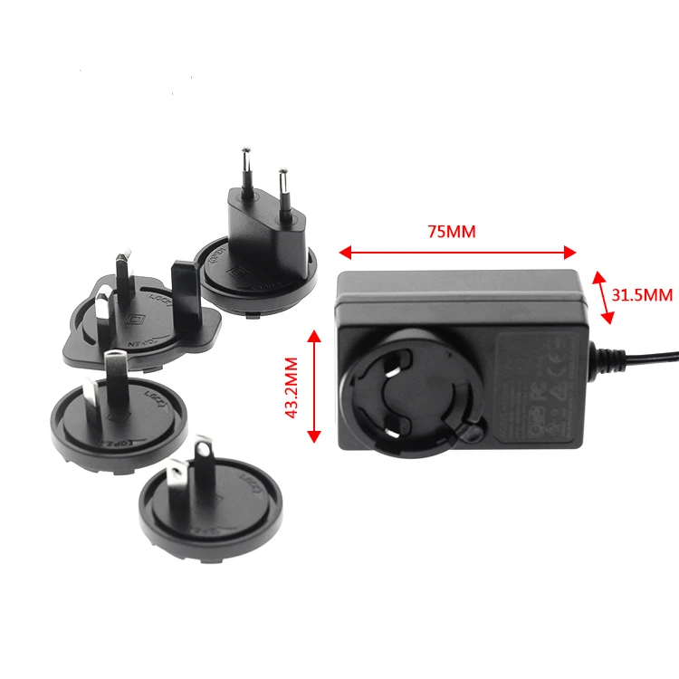 Сменная вилка 24 Вт серия 5 в 12 В 15 18 адаптер питания переменного/постоянного тока с вилкой US UK AU EU KC JP ect