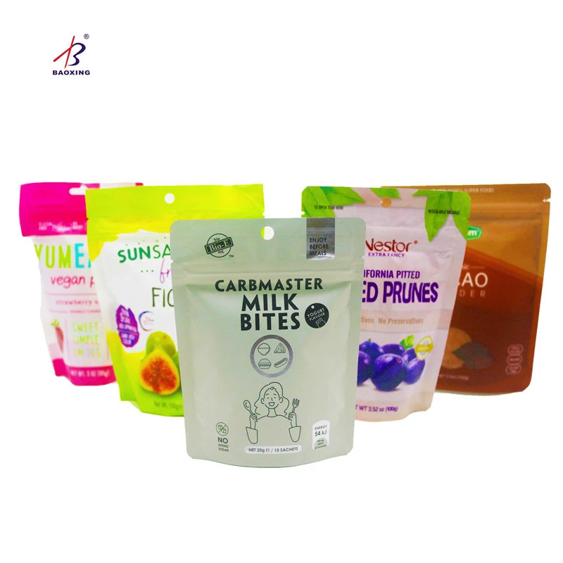 Custom Aluminum Foil Resealable Coconut Dried Fruit Mango Food Ziplock Stand Up Packaging Bag