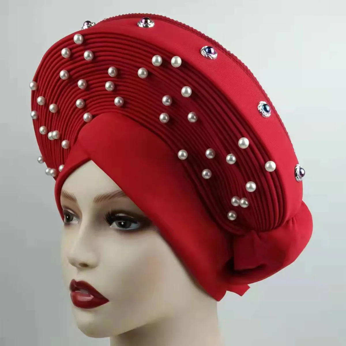 Low Price African Muslim Hijab Turban Multicolour Muslim Pearl Beads Women Turban