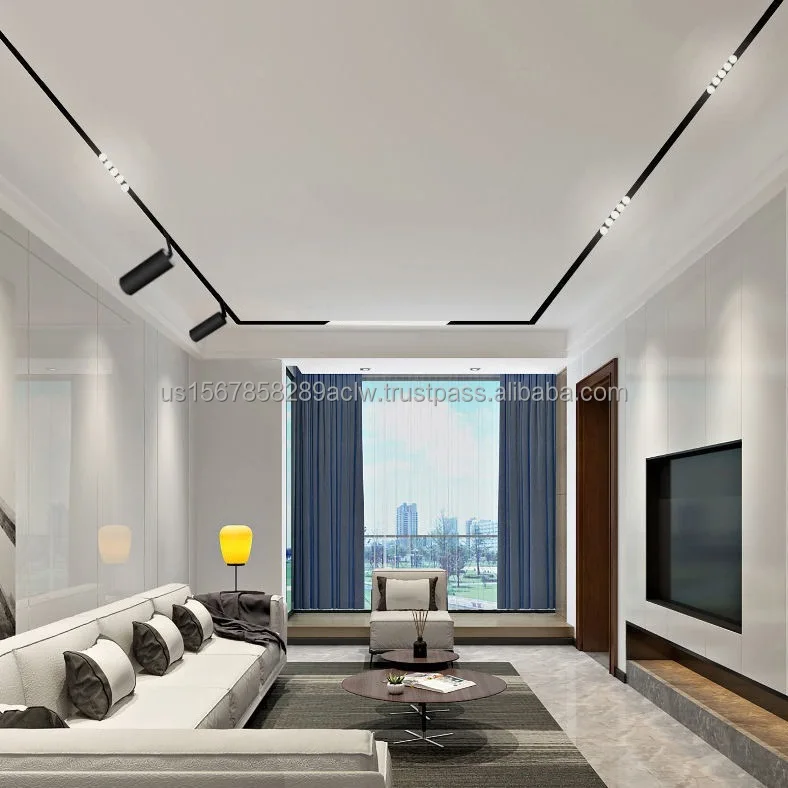 Hidden track strip light LED light track lighting system embedded with surface mounted magnetic absorption track spotlights