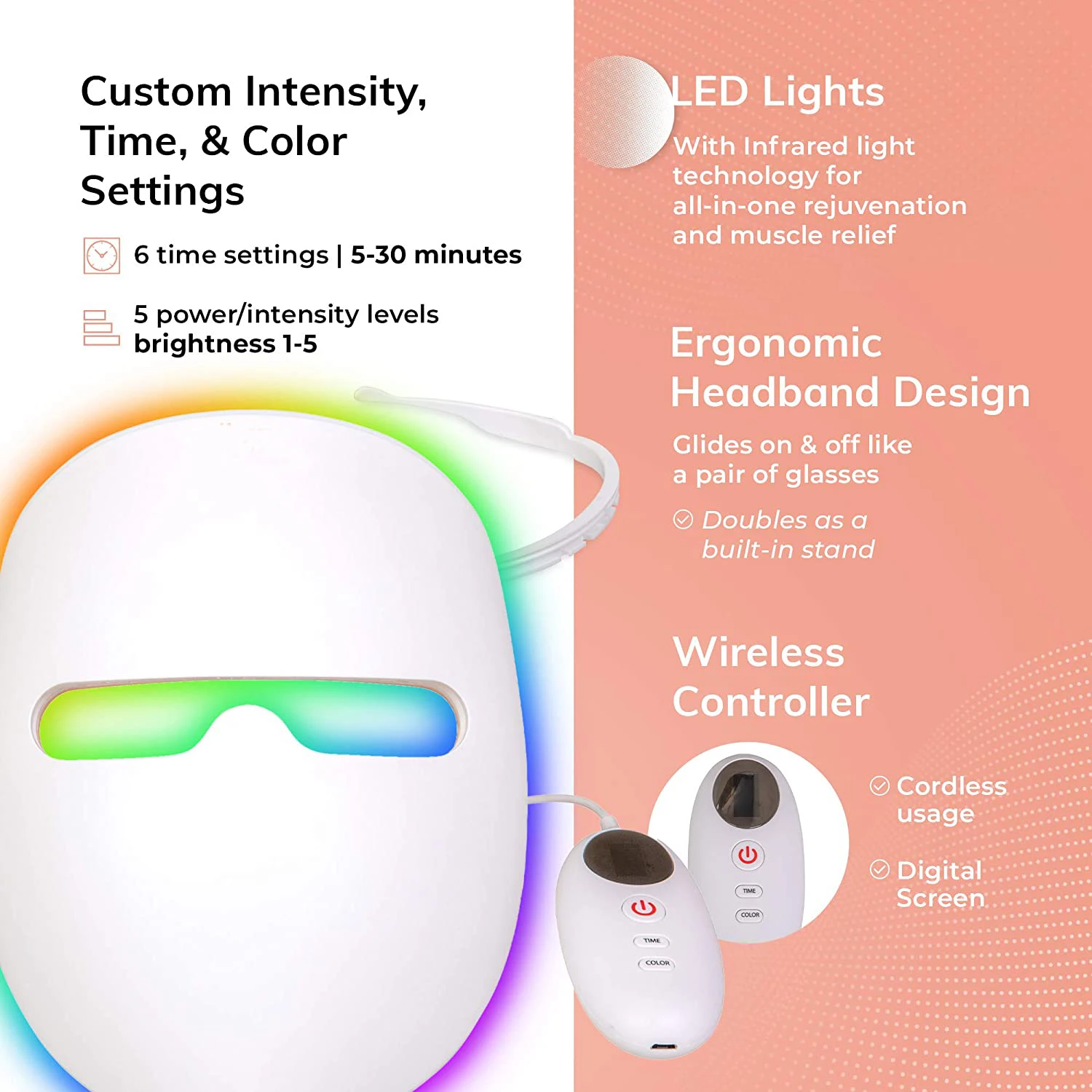 Wireless 7 Color LED Face equipment with IR 850nm