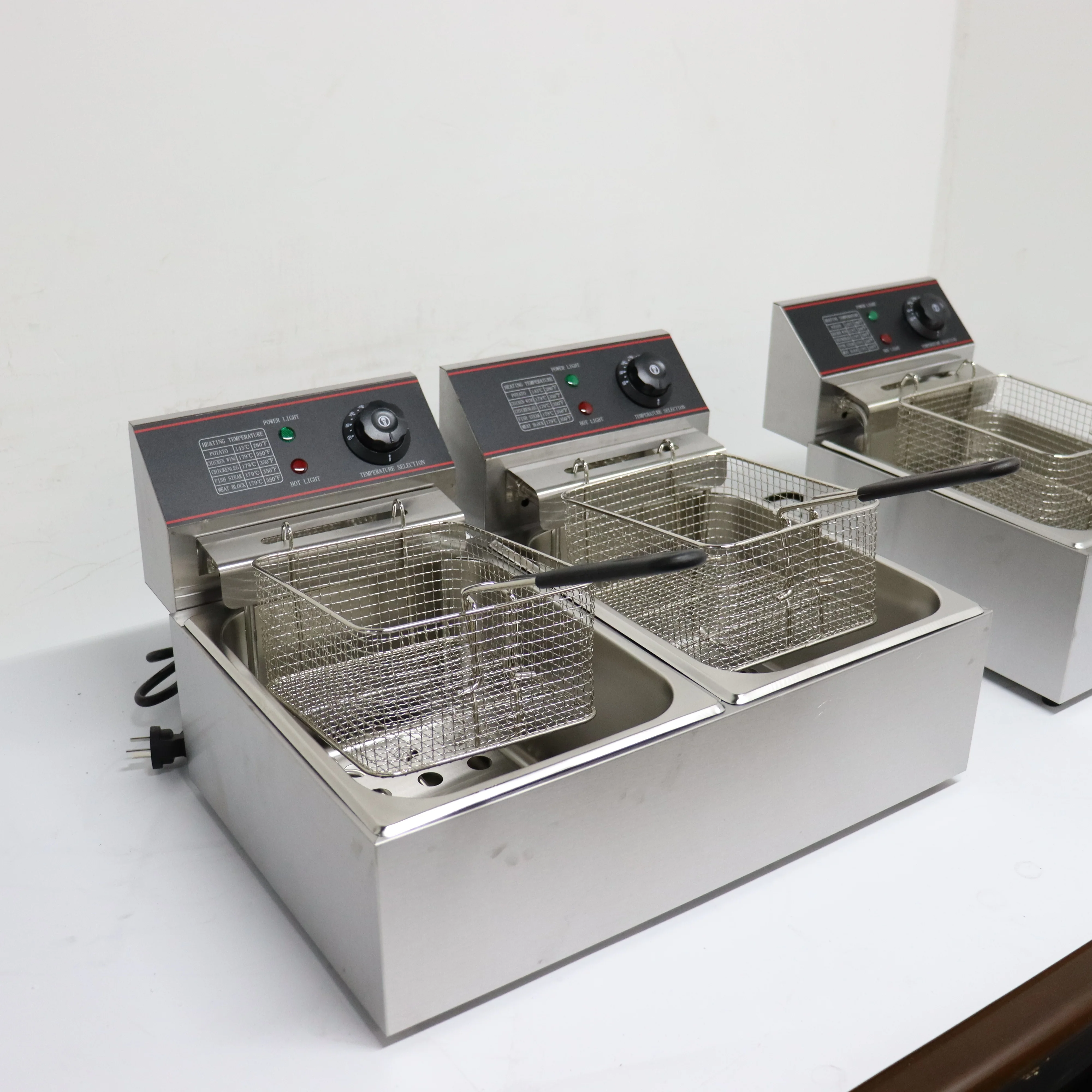 Custom 12L Electric Commercial Countertop Double Basket Stainless Steel Chips Frier Deep Fryers Suitable For Restaurants&hotels