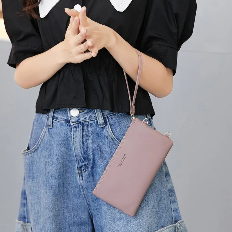 Длинный кожаный кошелек MIYIN 2022 с сенсорным экраном, женские кошельки и сумочки, женская сумка через плечо с ремешком на запястье, Женский кошелек для телефона