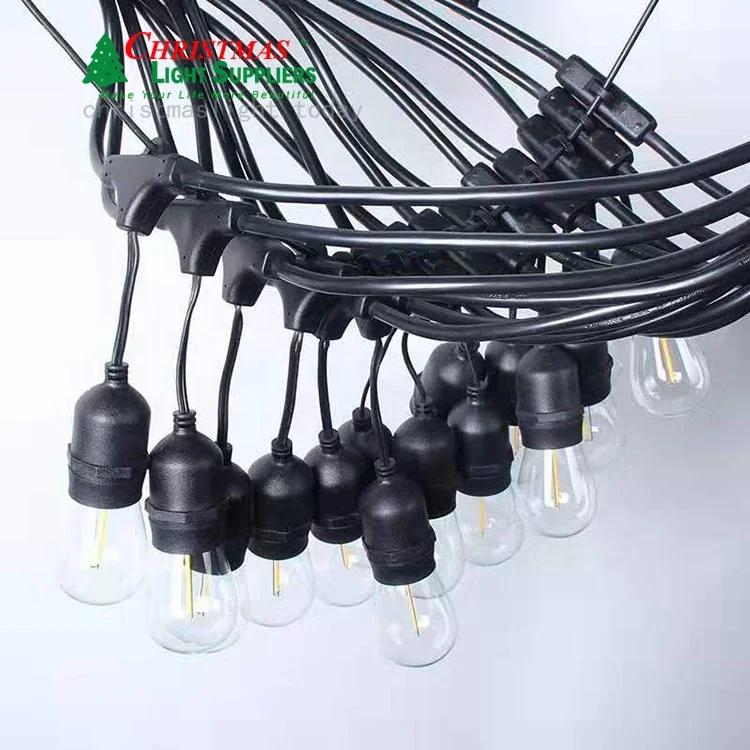 Commercial Grade LED Outdoor S14 String Lights 48FT 15 LED Lights Weatherproof  e27 drop festoon light