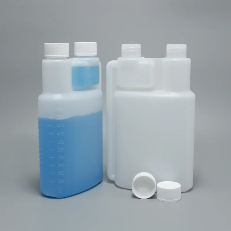 600ml Hdpe Dosing Measuring Double Chamber Plastic Bettix Twin Neck Bottle With Two Screw Cap