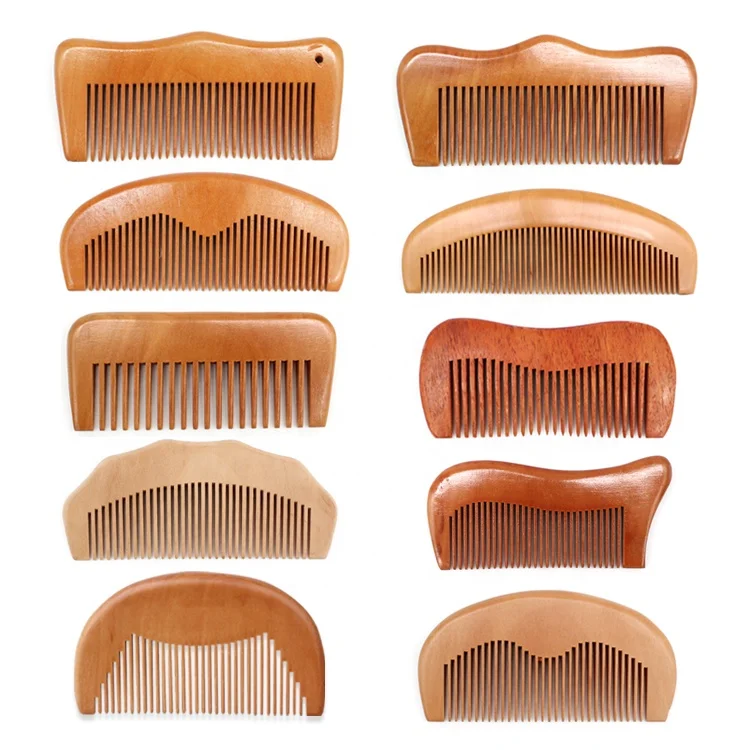 Fine Coarse Teeth Pocket Hairbrush Eco-Friendly Natural Wood Hair Comb Handmade Common Wooden Detangling Comb For Hairs & Beard