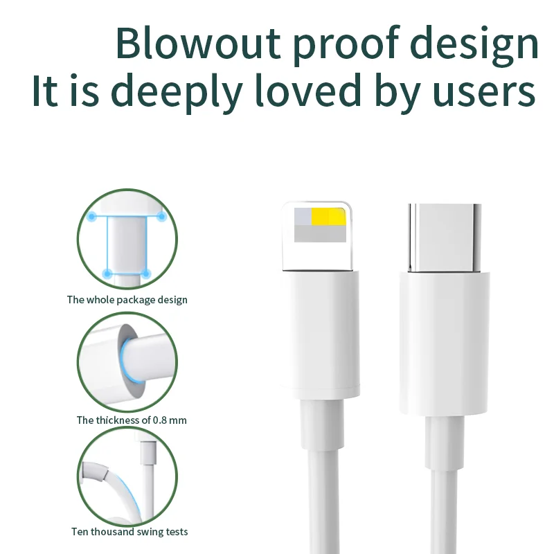 Высококачественный Usb-кабель для iPhone 12 быстрой зарядки и передачи данных Iphone PD зарядный кабель зарядное