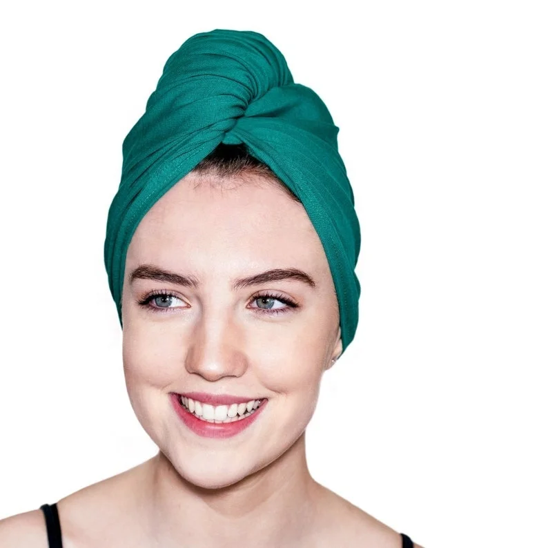 2022 new style 2layers T-shirt material 100%cotton hair towel wrap hair turban towel wrap