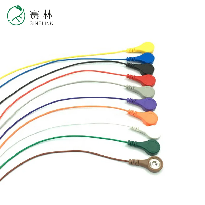 Factory shipped Holter ECG Recorder Biocare Electrocardiogram botton  electrode Colorful Snap holter 10 lead Cables