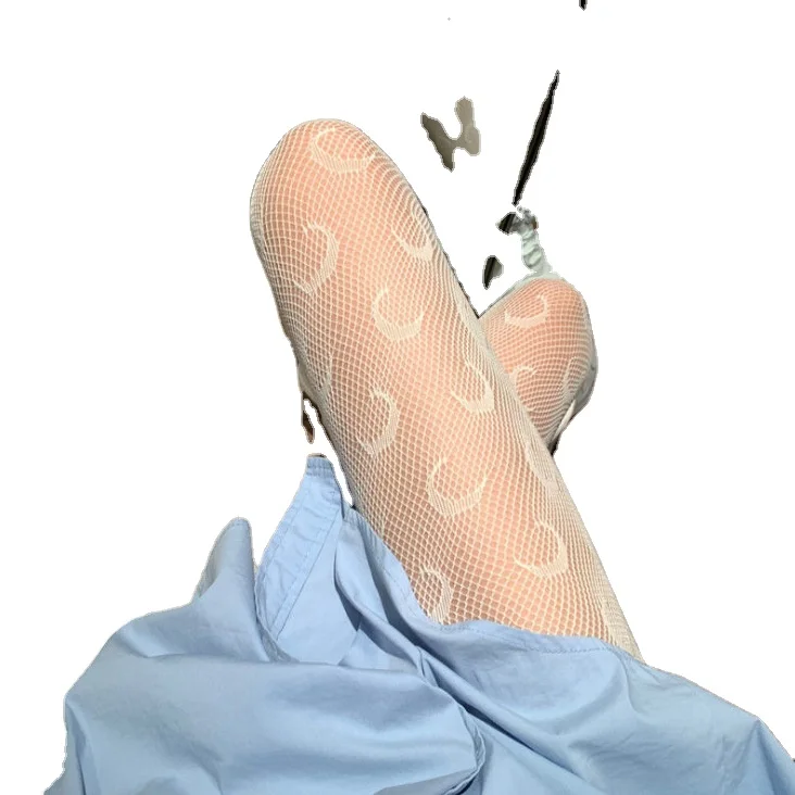 Designer Letters Print Nylon Fishnet Pantyhose Tight Women Hosiery