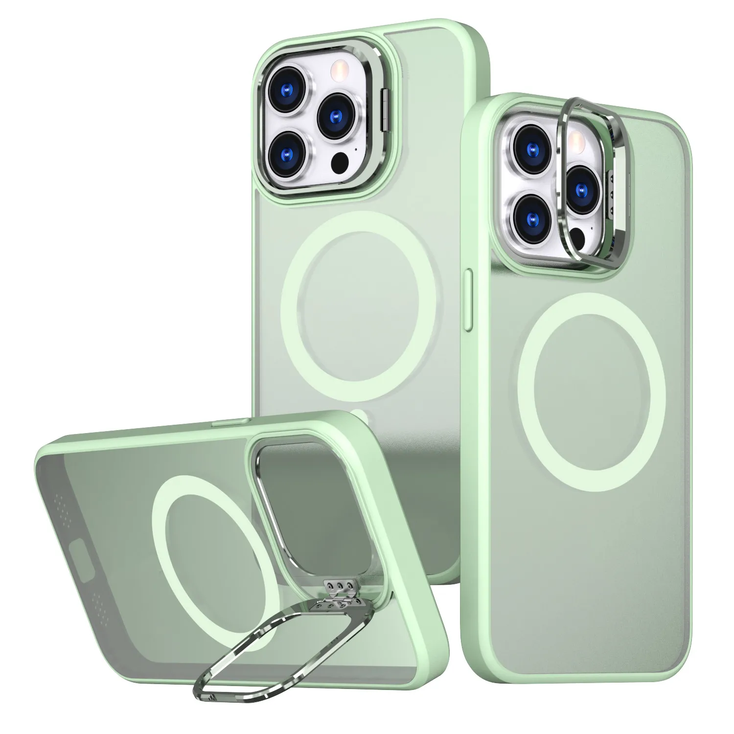 Phone Camera Cover Clear Case with Camera Stand Magnetic Mobile Phones Cover for iPhone 14 15 16 pro max