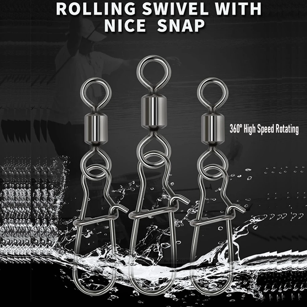 Bulk Pike Fishing Accessories Connector Pin Bearing Rolling Swivel Stainless Steel Snap Fishhook Lure Swivels Tackle