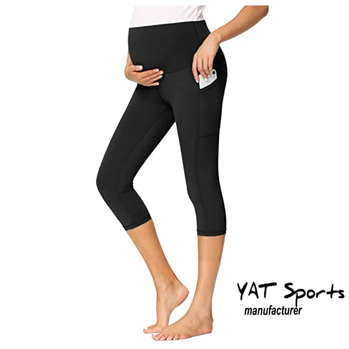 Thin maternity pants high bounce hip lift yoga wear pregnancy women tight black leggings