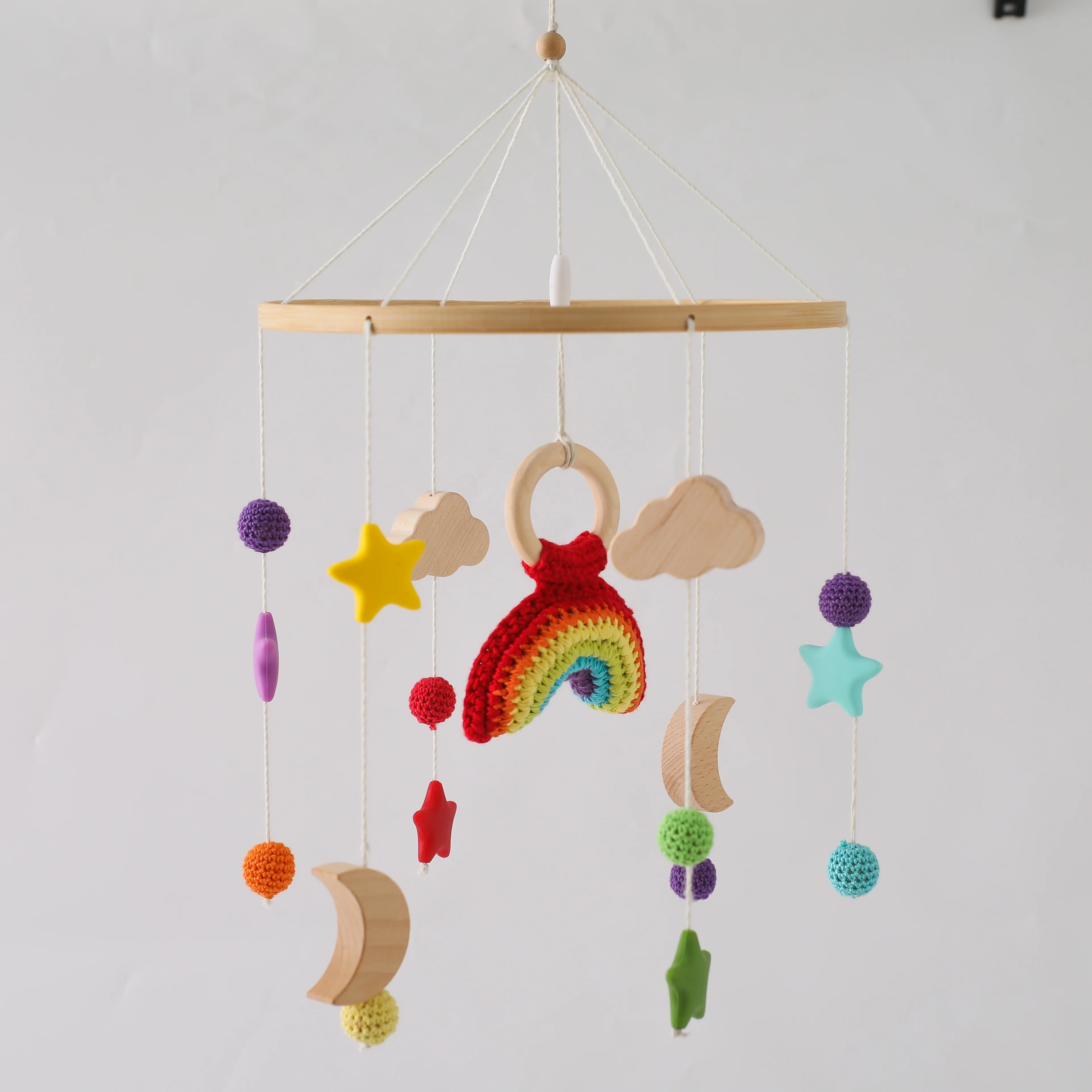 2023 New Arrival Nordic Handmade Rocket Crochet Rattle Bed Bell Hanging Toy Felt Baby Crib Mobile Nursery Decoration Shower Gift