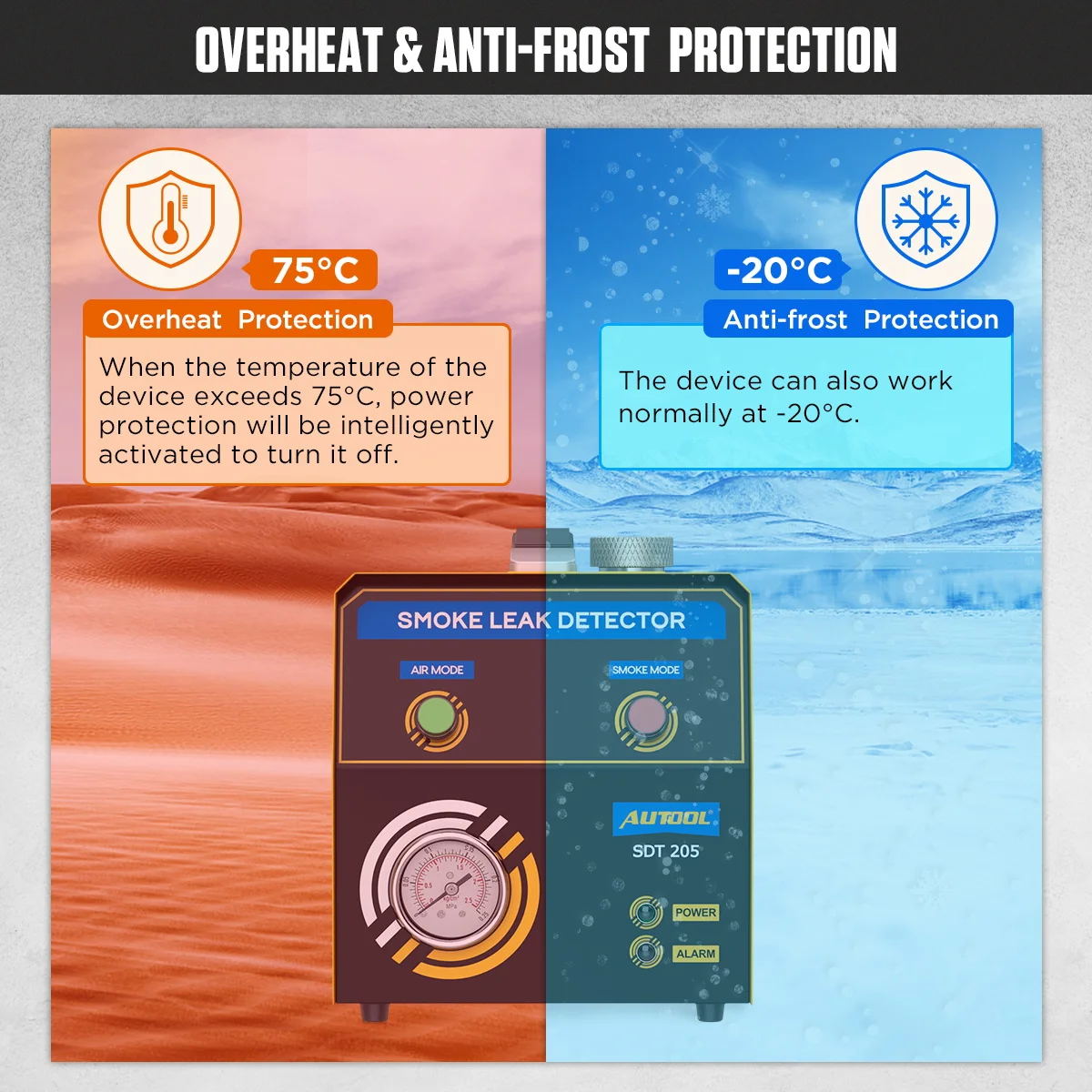 AUTOOL SDT205 EVAP Smoke Machine Automotive Vacuum Diagnostic  Analyzer Engine gas Pipe Leak Detector