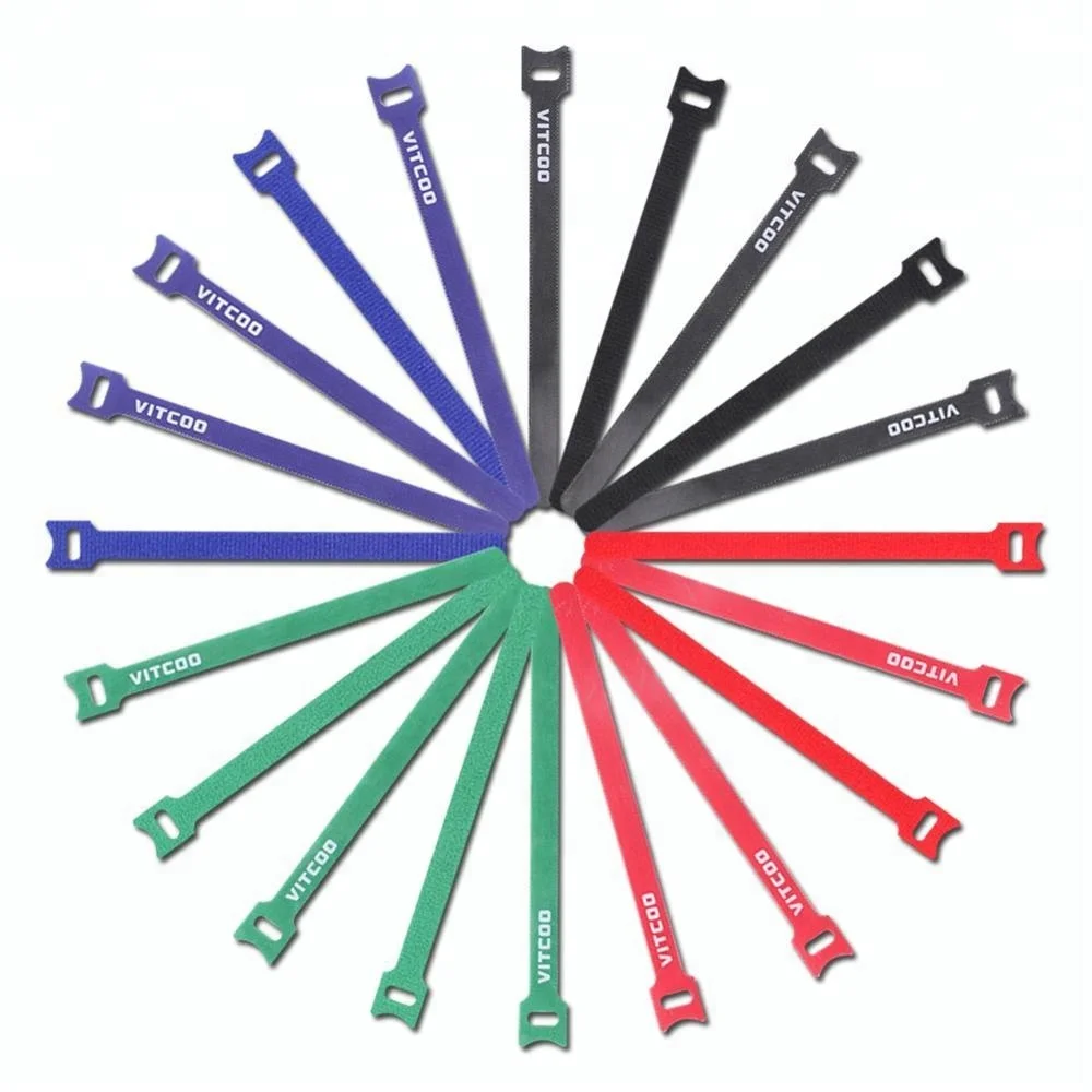 Factory manufacture Adjustable Durable Reusable for cable management plant tie self adhesive hook and loop cable tie