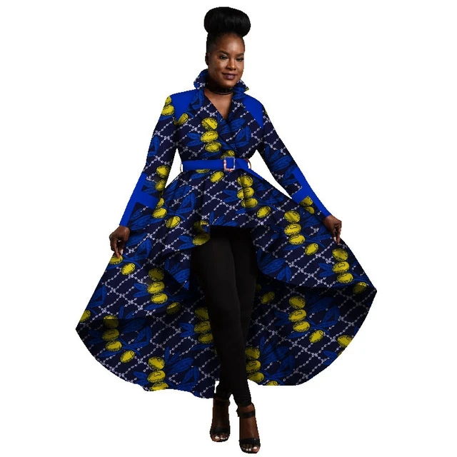 Wholesale African Trench Coat for Women African Tops Clothing Africa Print Outfits Dashiki Office Outwear Plus Size WY1266