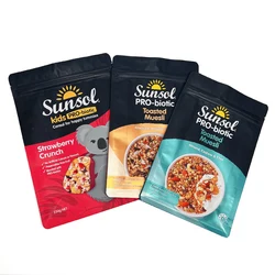 Custom Printed Eight Side Sealed Bag For Oat Ceareal Muesli Crunchy Snacks Packaging Bags