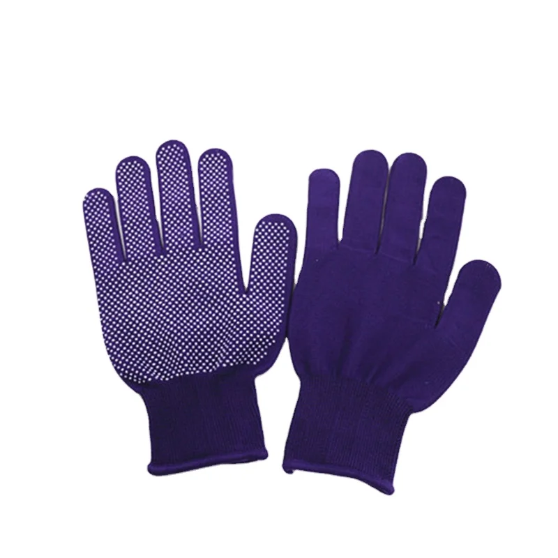Four Strands Purple Rubber Plastic PVC Dot Palm Cotton Glove Garden Gloves Dotted Glove