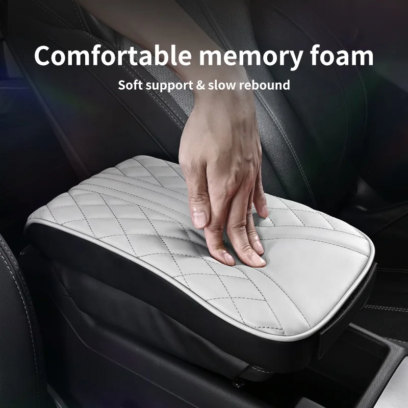 Anjuny OEM Leather Arm Rest Pad Auto Pad Vehicle Memory Foam Cover Universal Armrest Console Box