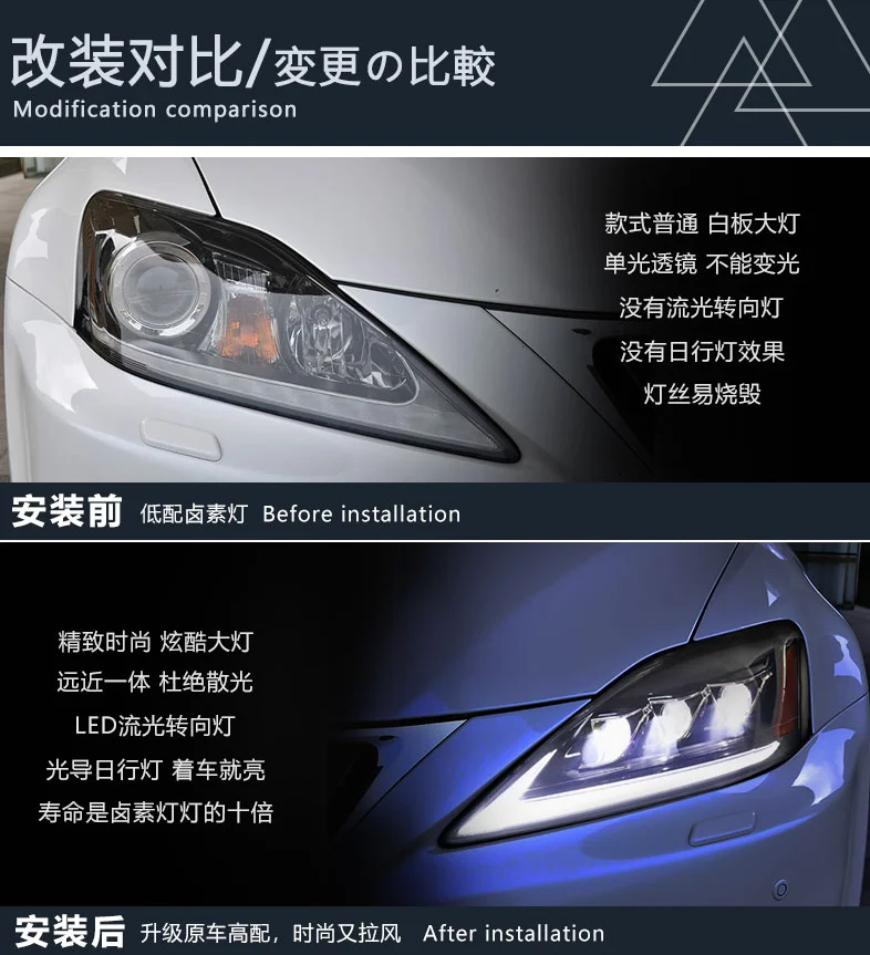 Upgrade Headlight Assembly Fit for LEXUS 2006-2013 IS250 IS350 2008-2014 IS F 2010-2015 SEDAN C CF Modified Head Lamp