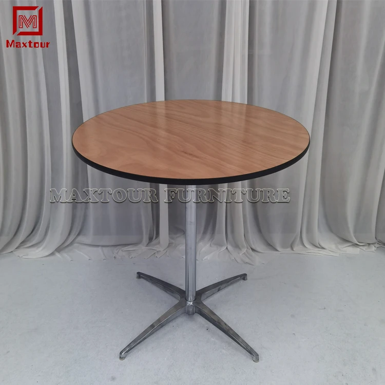 Simple style metal base and wood round bar and dining both use table