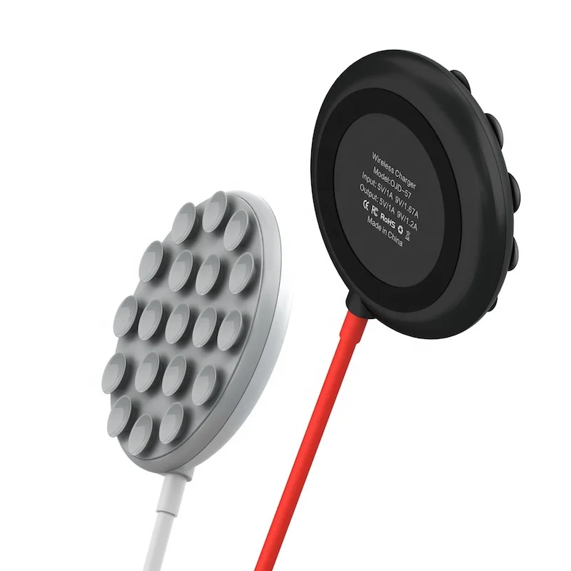 Portable atmospheric pressure sucked type 10w wireless charger round with 19 suckers work for playing game for iphone android