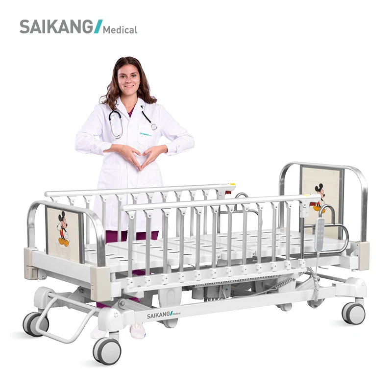 CT8k SAIKANG Hospital Infant Baby Pediatric Bed Multifunction Foldable Electric Medical Children Kids Bed Manufacturers