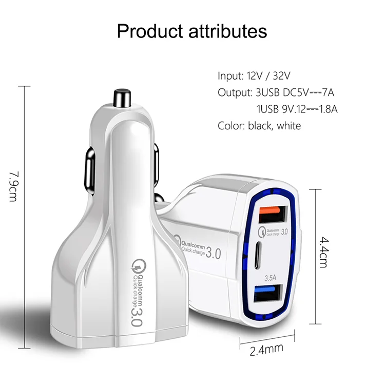 
Top Product 2020 QC 3.0 Fast Charging Car Charger Type C 