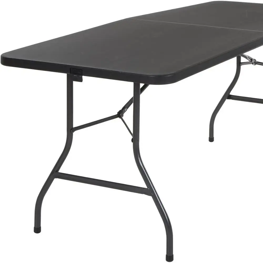Deluxe  Black 6 Foot x 30 inch Fold-in-Half Molded Folding Table for outdoor party