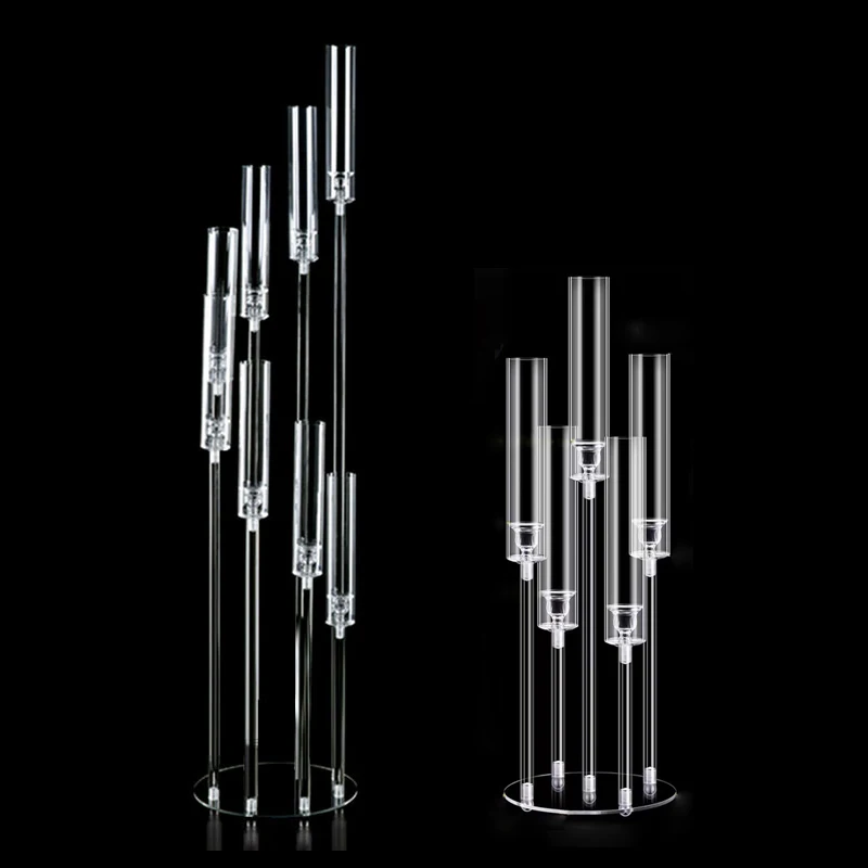 Wedding Decoration Home Table Minimalist Glass Acrylic Candles Holders Tall Crystal Candelabra Centerpieces