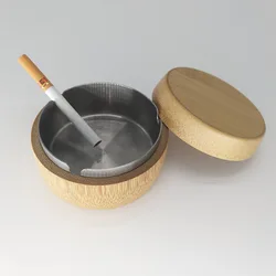 Customized Logo Wholesale Creative Bamboo Ashtra Fashion Simple Coffee Shop Ashtray