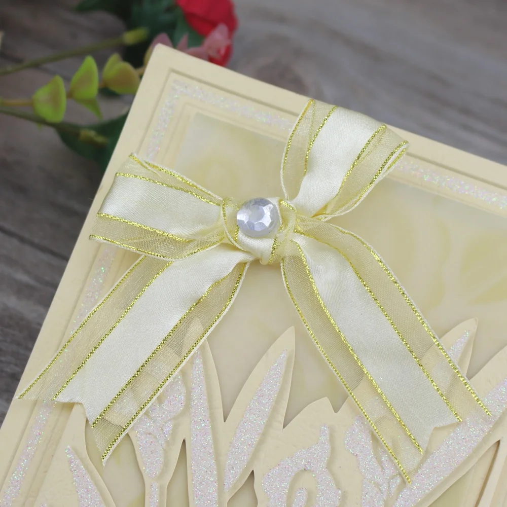 2024 Glamorous Fanciful Flower Gold Die Cut Tracing Paper Best Wedding Cards customized birthday invitation cards